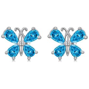 Elegant Butterfly Stud Earrings - Light Blue