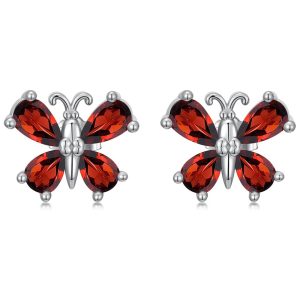 Elegant Butterfly Stud Earrings - Red