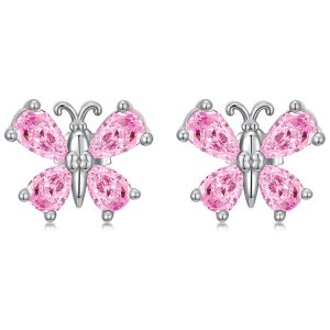 Elegant Butterfly Stud Earrings - Pink